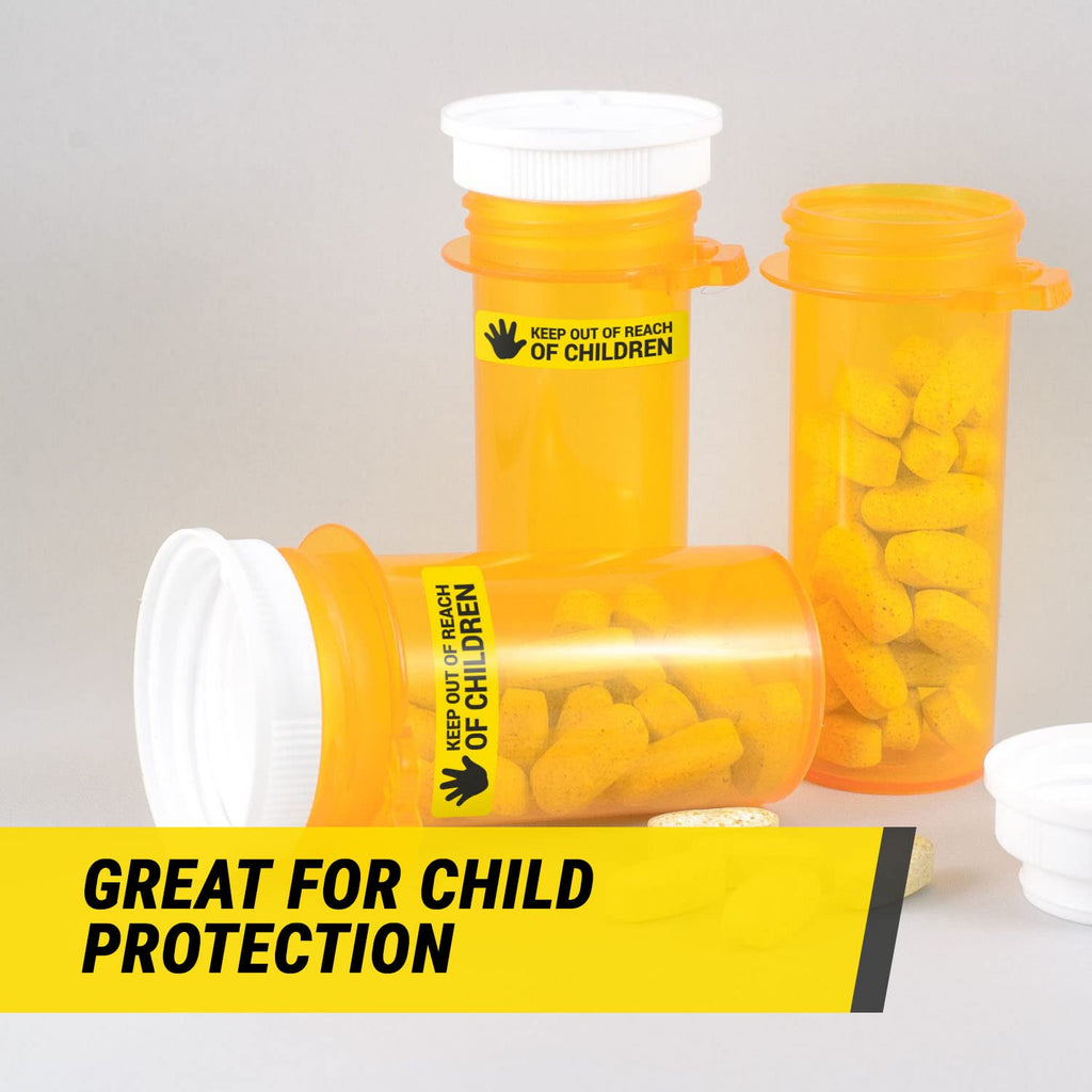 300 Count - Keep Out of Reach of Children Labels (1.7 x 0.4 inch, Yellow) Keep out of Reach Stickers for Medications, Pharmacy Instructions 300 Labels