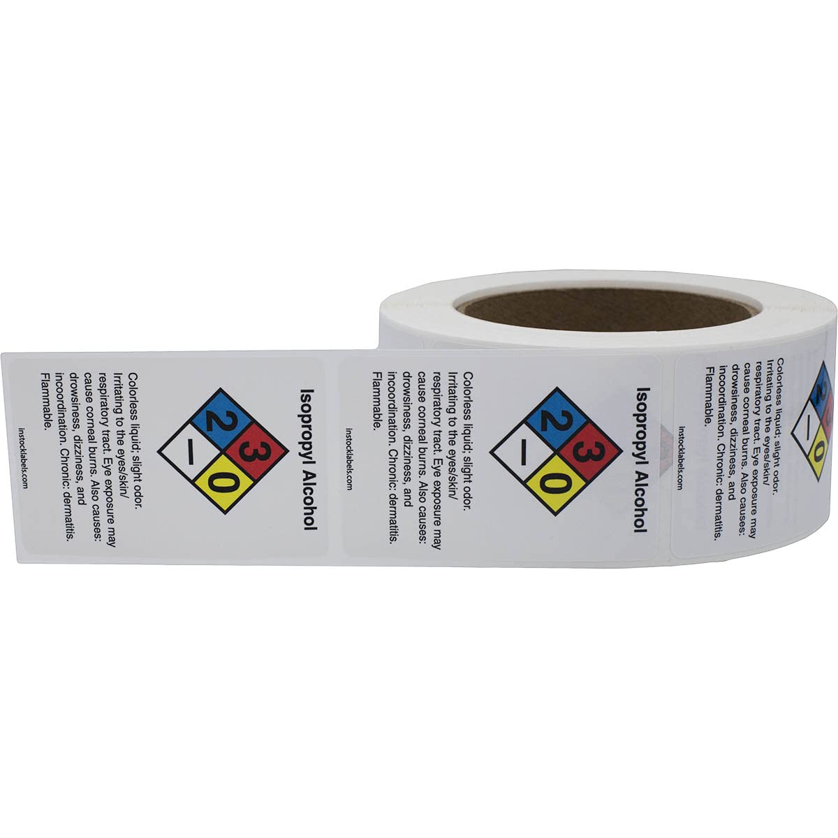Isopropyl Alcohol Chemical NFPA Labels, 2 x 3 Inch Rectangles, 500 Total Labels per Roll
