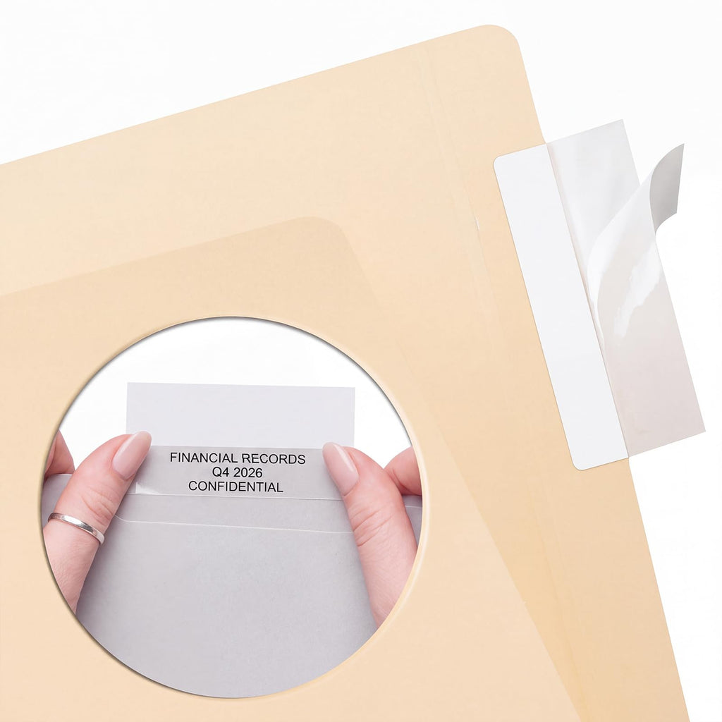 MotiMind 200 Pack File Folder Clear Label Protectors, 3-1/2"w X 1-3/4"h