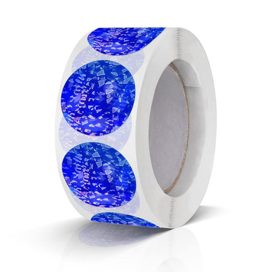 Round Stickers Blue 1 Inch Circle Labels Color Coding Glitter Sparkle Dot Sticker Waterproof Removable Roll of 500 PCS Glitter Blue