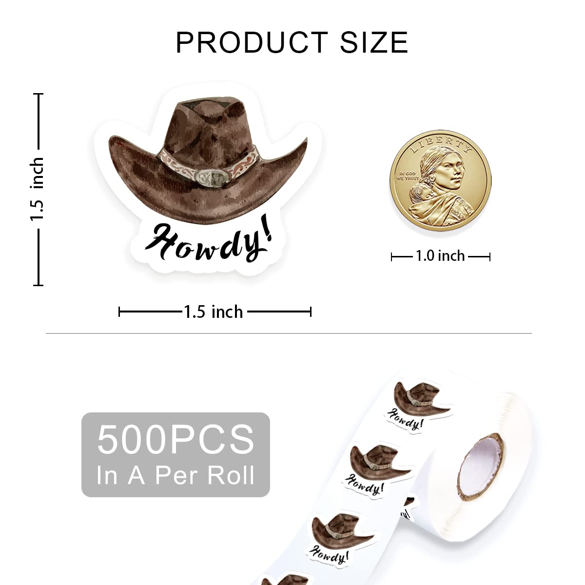 Cute Howdy Cowboy Hat Stickers,Funny Western Cowboy Hat Sticker for Howdy Party Western Themed Package Packaging 500 PCS