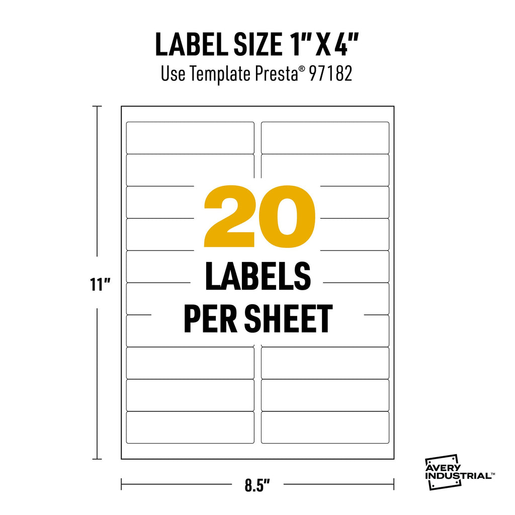 Avery® UltraDuty® GHS Labels, Waterproof, 1 x 4" White Rectangle Labels , 500 Total, Use with Laser Printers 1" X 4" 500 labels