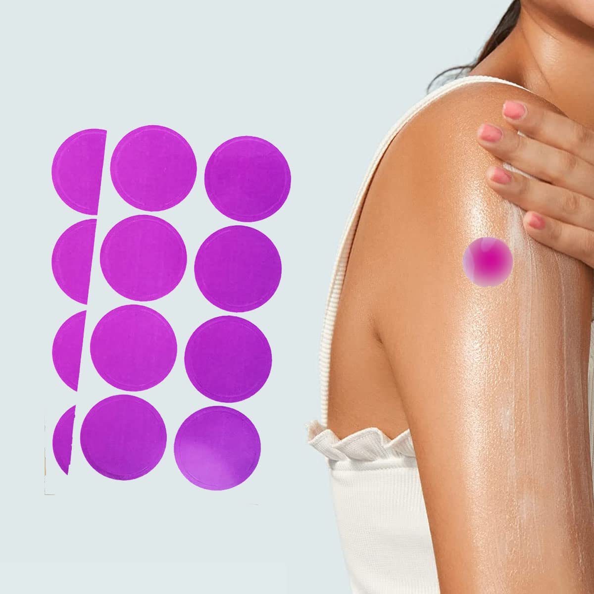 Uv Stickers Sun Patch for Sunscreen, 0.8 inch Round Shaped Sunblock Patches Stickers for UV Protection (160 Pcs per Pack) Purple