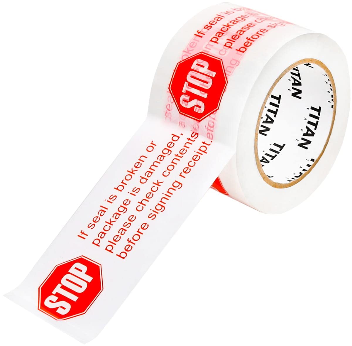 Stop Sign Sealing Tape, Strong Preprinted Tape If Seal is Broken... Stop 3" x110 Yards (330ft), 2.5 Mil Thickness Box Sealing Packaging Tape Security Shipping - 1 Roll 1 Roll - 3" Wide (Stop Sign)