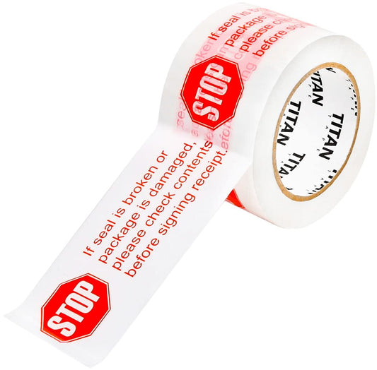 Stop Sign Sealing Tape, Strong Preprinted Tape If Seal is Broken... Stop 3" x110 Yards (330ft), 2.5 Mil Thickness Box Sealing Packaging Tape Security Shipping - 1 Roll 1 Roll - 3" Wide (Stop Sign)