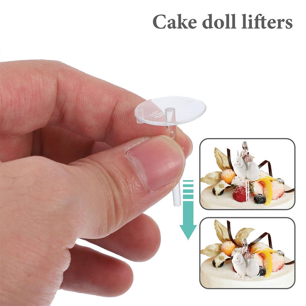Toyvian 200pcs Clear Cake Topper Stand Base Cake Topper Support Stand Insert for Cupcake Fondant Dollhouse Table Centerpiece Diy Baking Supplies Easy Install and Remove