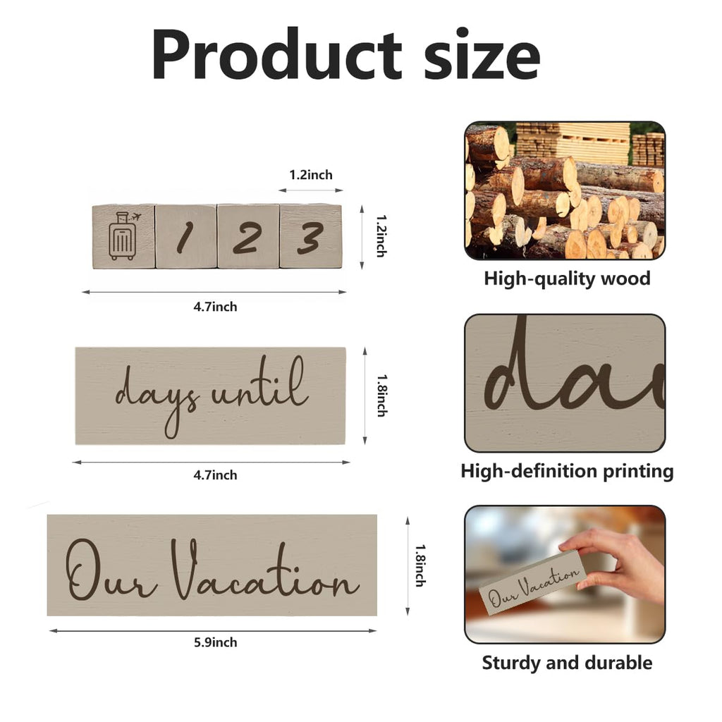 6 Pcs Our Vocation Wooden Countdown Calendar Blocks Desk Decor