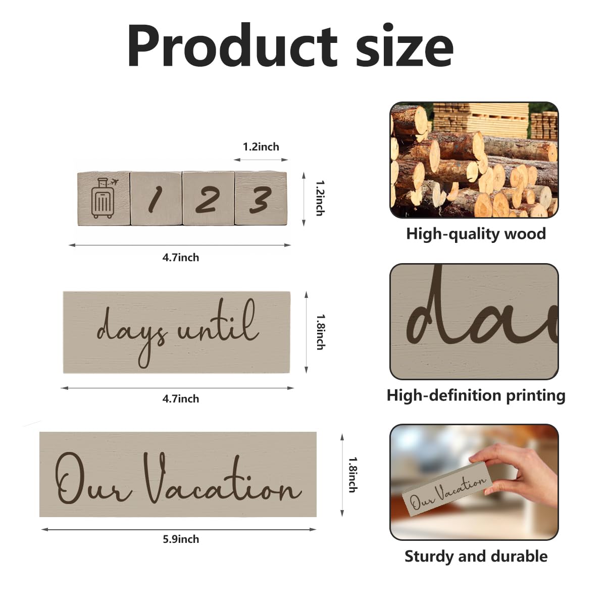 6 Pcs Our Vocation Wooden Countdown Calendar Blocks Desk Decor