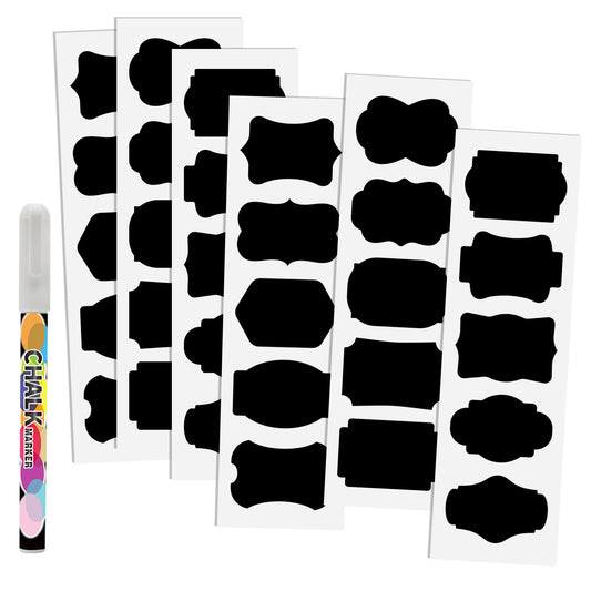 Spice Labels for Jars, Storage, Chalkboard Label Stickers, Removable and Reusable, Set of 30 Mixed Sizes (2.3 x 1.5 inches)