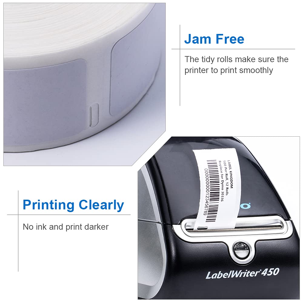 Compatible with DYMO LW 30336 Barcode Label Maker Refill 1" x 2-1/8" White 1" x 2-1/8" 4