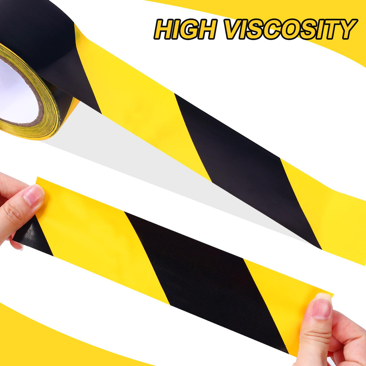 Black & Yellow Safety Tape, 3 Inch x 108FT, Black & Yellow Hazard Warning Stripe Tape, Floor Marking Tape, Strong Adhesive Caution Tape Roll for Walls, Floors, Equipment