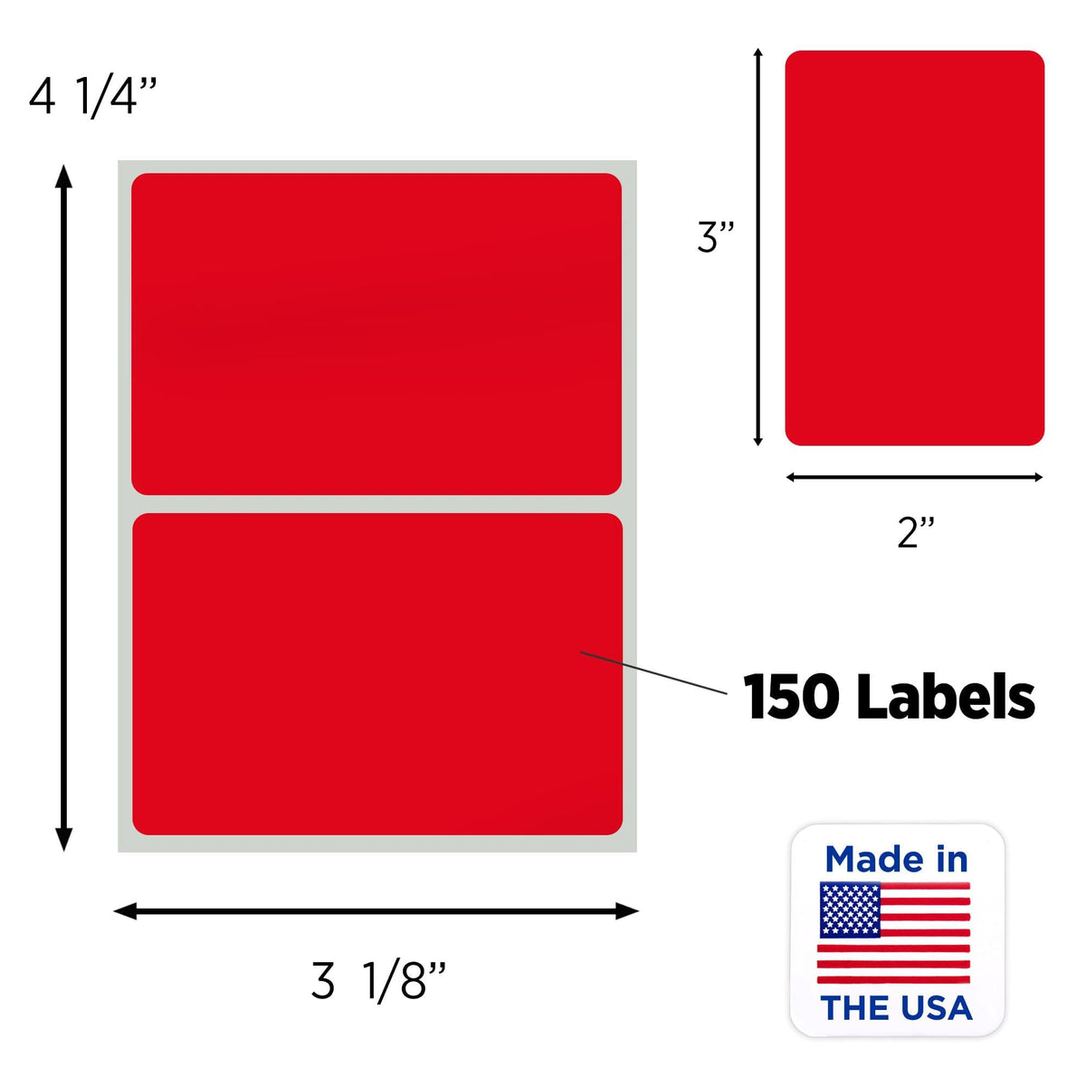 Red ChromaLabel 2x3 inch name tag stickers, color-coding labels, pack of 150 with easy adhesive backing.