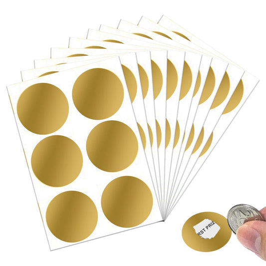 60 PCs Scratch Stickers,2 inch Circle Scratch Off Labels Self Adhesive Scratch Off Cards for Scratch Off Stickers Lottery Tickets DIY Raffle Card Creating(Gold) Gold