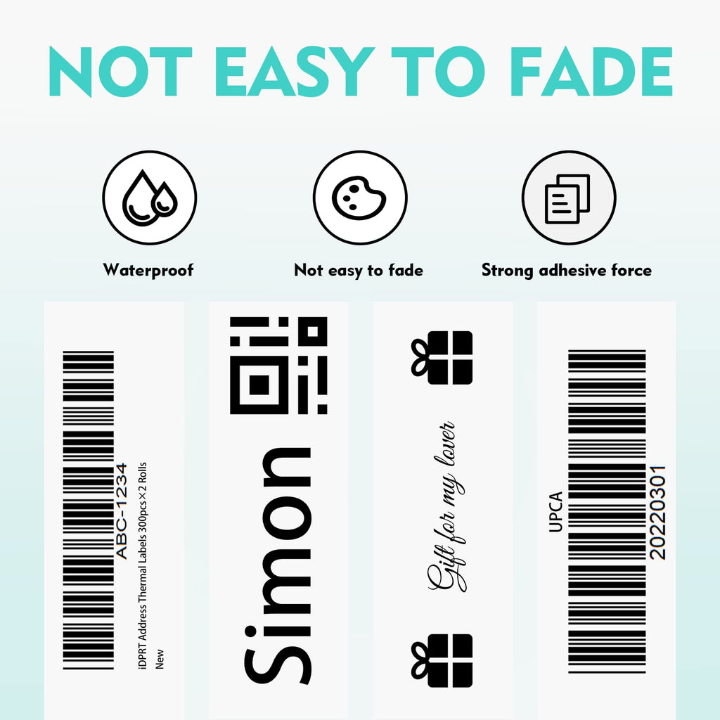 iDPRT thermal mailing address labels on rolls, 30mm x 90mm, barcode and QR code compatible, for thermal label printers.