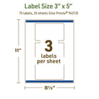 Avery Dissolvable Rectangle Labels, Sure Feed Technology, 3" x 5", Matte White, Print-to-The-Edge, Laser/Inkjet Printable, 75 Labels Total