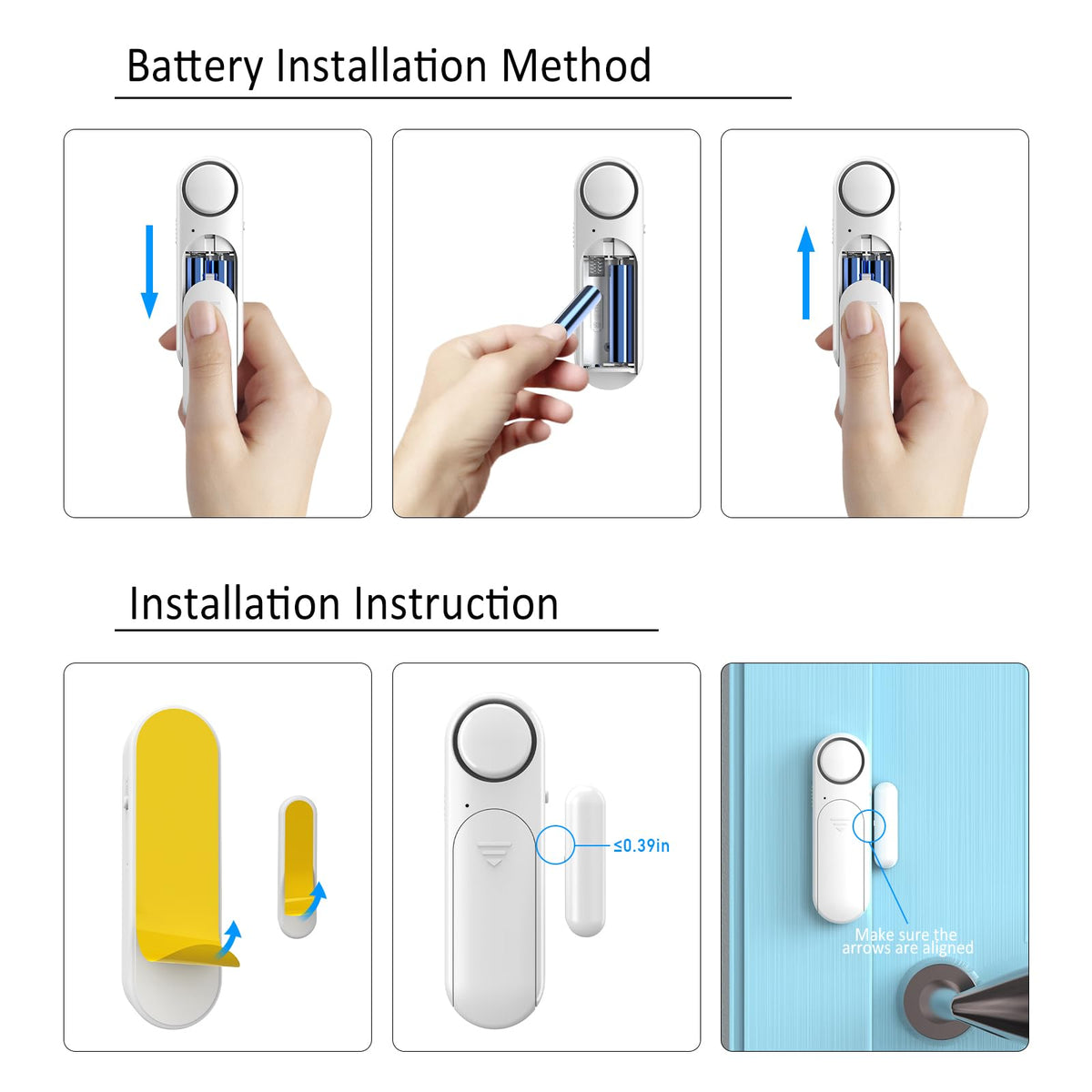 2-Pack Window and Door Alarms When Opened for Kids Safety/Dementia Safety/Home Security, Wireless Sliding Front Door Opening Sensor Alarm with Remote, 120dB Burglar Alert for House/Bedroom/Apartment 2 Sensor + 2 Remote White