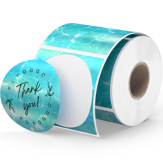 2" Circle Holographic Thermal Label Stickers, Direct Thermal Ocean Stickers Labels for Gift Wrapping, Name Price Tag DIY Custom Logo, Compatible with Rollo & MUNBYN Printers (500 Pcs/Roll) Green
