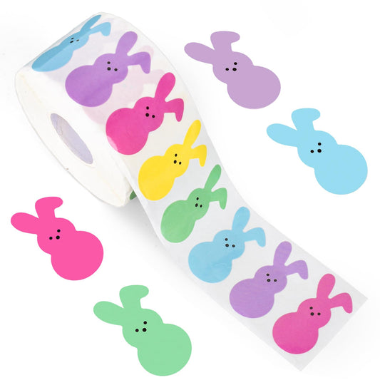 Whaline 1000Pcs Colorful Bunny Stickers Easter Bunny Stickers in Roll Rabbit Pattern Label Self-Adhesive Stickers for Easter Holiday Party Boxes Cards Seal Envelopes, 5 Colors