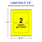 Avery® Printable Rectangle Labels, Sure Feed® Technology, 4" x 6", Neon Yellow Labels, Print-to-The-Edge, Laser/Inkjet Printable, 160 Total, Great for Shipping and Packaging 160 labels
