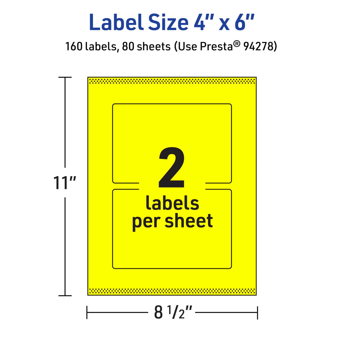 Avery® Printable Rectangle Labels, Sure Feed® Technology, 4" x 6", Neon Yellow Labels, Print-to-The-Edge, Laser/Inkjet Printable, 160 Total, Great for Shipping and Packaging 160 labels