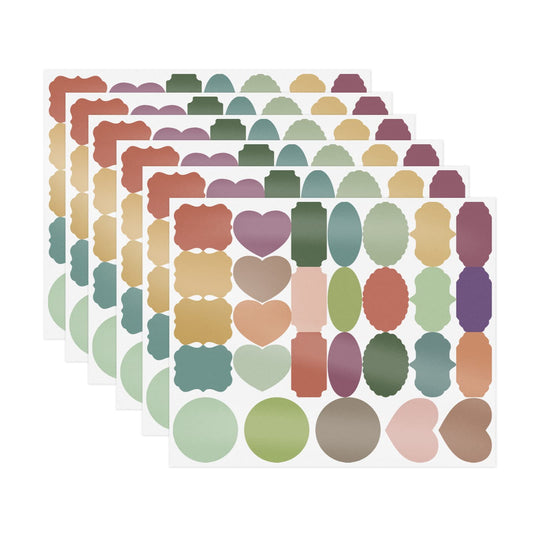 Linkidea 168Pcs Fancy Shape Colored Label Stickers, Colored Mason Jar Small Sticker Labels with Whiteboard Pen for Spice Jars, Essential Oil Bottles, Food Containers, Storage Bins (2" x 1")