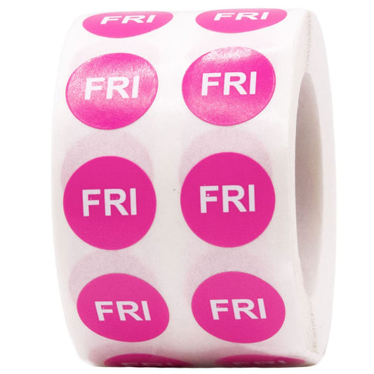 Hot Pink Circle Friday Stickers, 1/2 Inch Round, 1000 Labels on a Roll