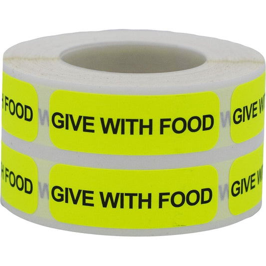 Give with Food Veterinary Medical Healthcare Labels .5 x 1.5 Inch 500 Total Stickers