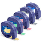 5 Paper + 5 Plastic Label Tape Replacement for Dymo Label Maker Refills 12mm x 4m 1/2'' x 13'