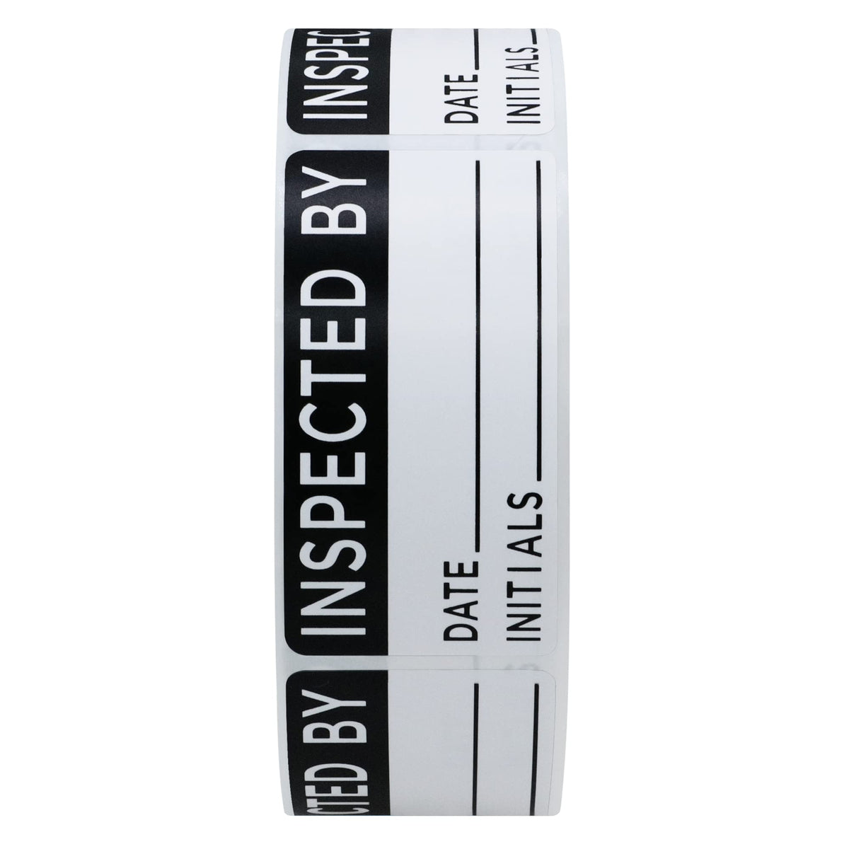 Hybsk White and Black Inspected by Labels for Inventory 1 x 2 Inch Rectangle 500 Adhesive Stickers On A Roll