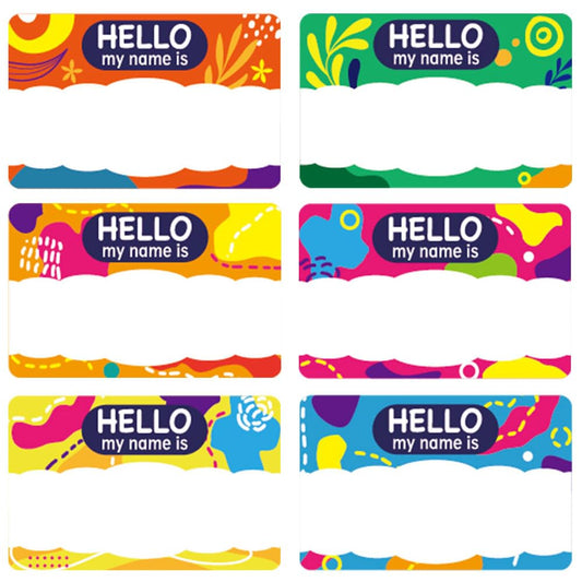 Big Colorful Name Tags Stickers Labels Roll 250 Pcs Self Adhesive Personalized Hello My Name is Sticker Label 3.5"X 2.25"