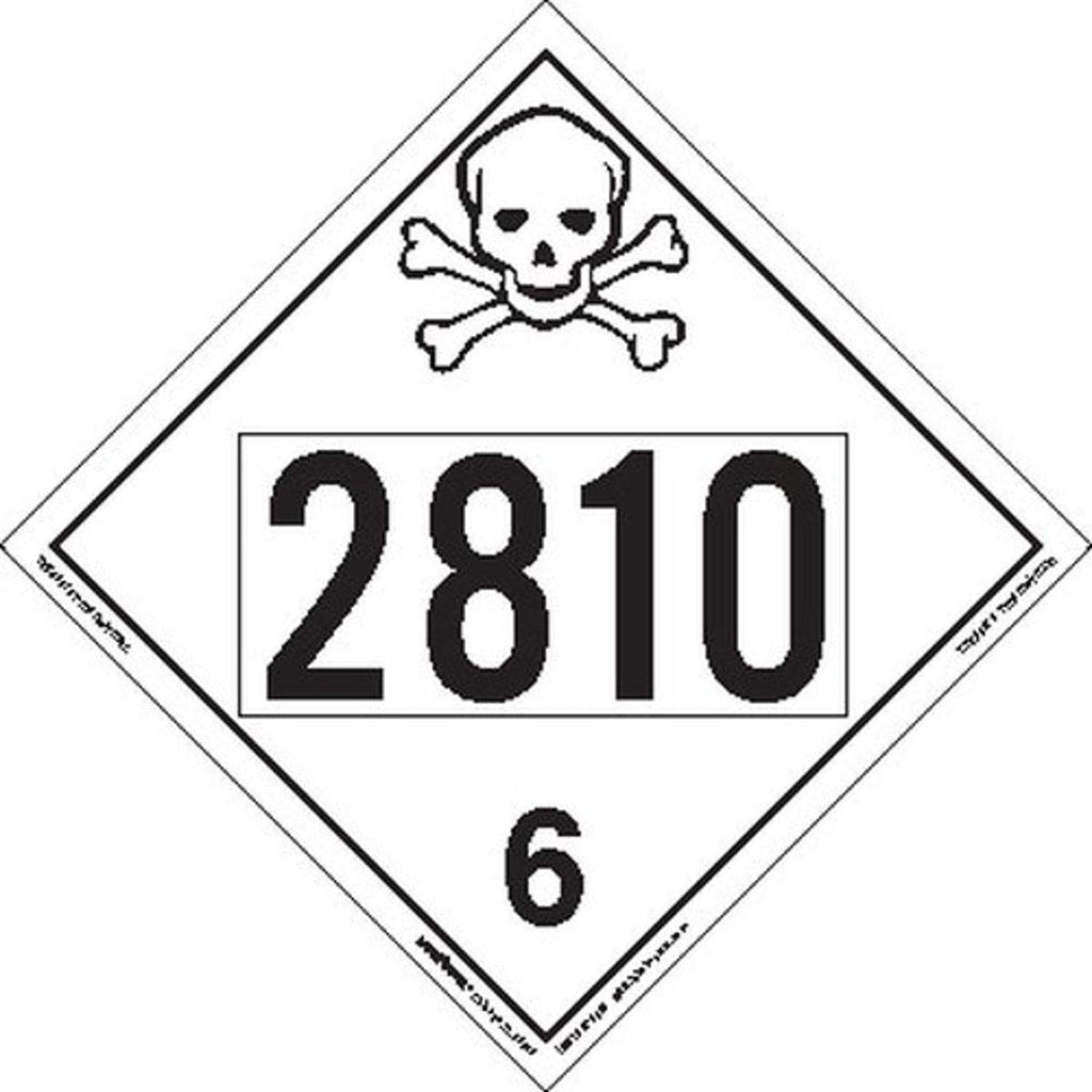 Labelmaster ZEZ52810 UN 2810 Toxic/Poison Hazmat Placard, E-Z Removable Vinyl (Pack of 25)