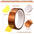 Outus 2 Pcs Rolls of Heat Tape High Temperature Polyimide Tape 500 Fahrenheit Degree Heat Resistant Adhesive Film for Soldering Electrical Works 3D Printing (1.18''X 108ft) 1.18''X 108ft