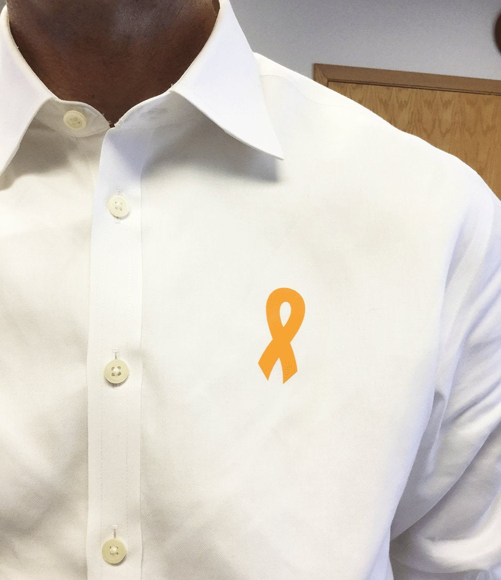 Orange awareness ribbon stickers, 2-inch adhesive labels, all-purpose, 500 total, featuring a bright orange awareness ribbon design.