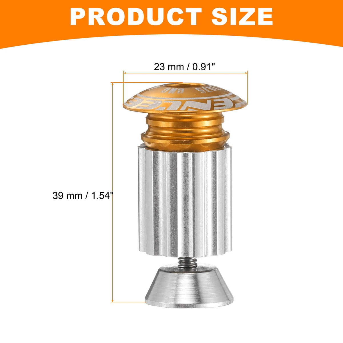 HARFINGTON Bike Handlebar End Plugs Aluminum Bar End Caps 18-20mm Adjustment Expanding Locking with Screw for MTB Road BMX Fixed Gear Bike, Gold 1