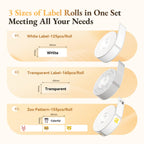 NIIMBOT 3 Roll Set Labels for D110/D11/D101 Label Maker, (0.59" X 1.97" White/ 0.55" X 1.58" Clear/ 0.47" X 1.57" Zoo), Waterproof Thermal Label Tape for Home Office School Organization Mix A