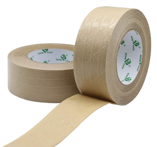BOMEI PACK 2Pack Reinforced Kraft Paper Tape, Self Adhesive Paper Gummed Packing Tape, for Heavy Duty Packing, Shipping, Moving and Storage, 2Inch55yds 2