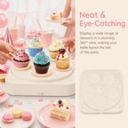 8.2 Inch Electric Rotating Dessert Display Stand, White ABS Revolving Cupcake Tray with Music for Wedding Birthday Party Cake Decor(5 Trays) 5 Trays