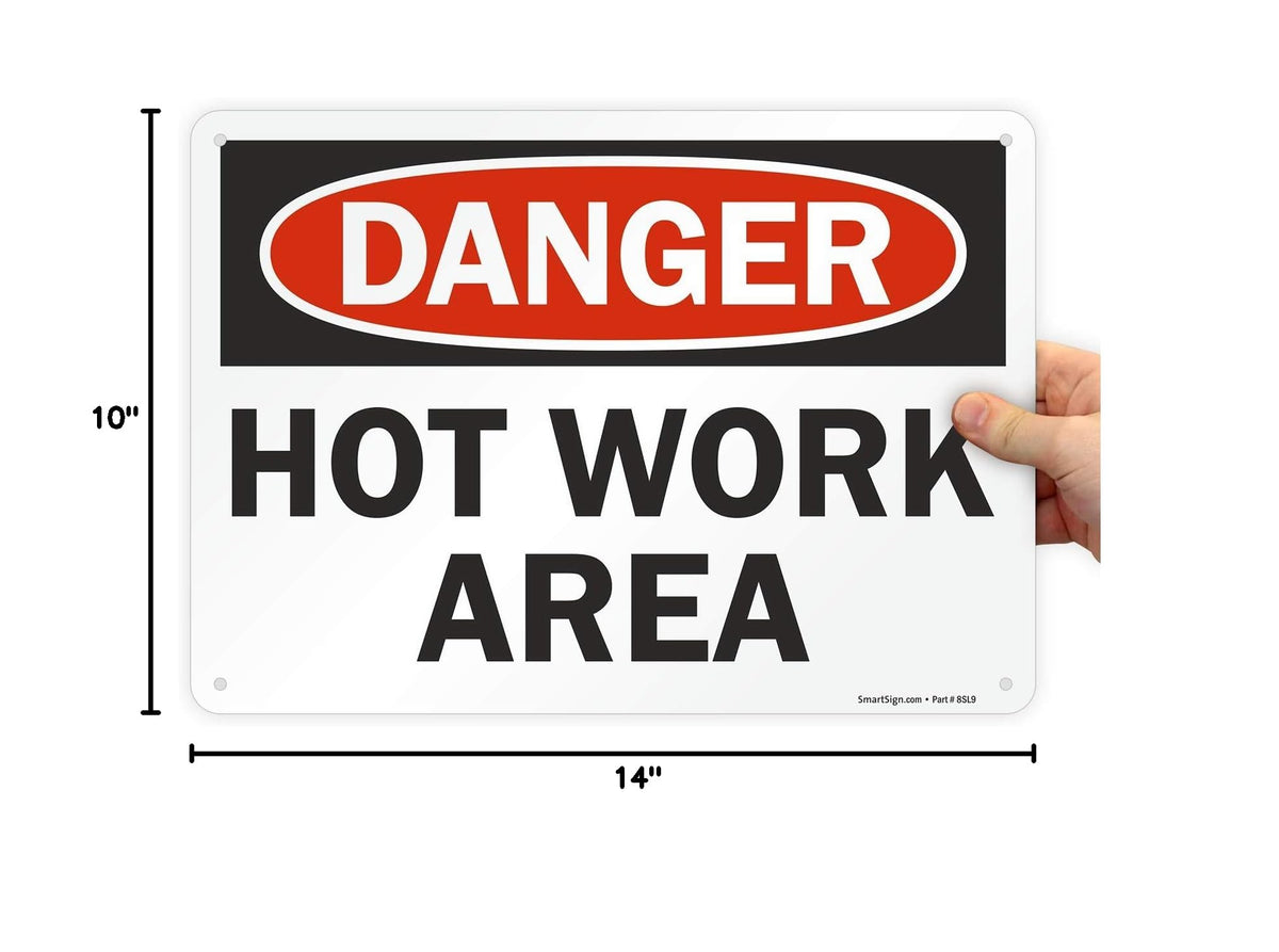 SmartSign-S-9896-PL-14 "Danger - Hot Work Area" Sign | 10" x 14" Plastic