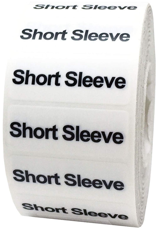 Short Sleeve Clothing Labels Size Strip Stickers for Retail Apparel 1.25 x 5 Inch 125 Adhesive Stickers