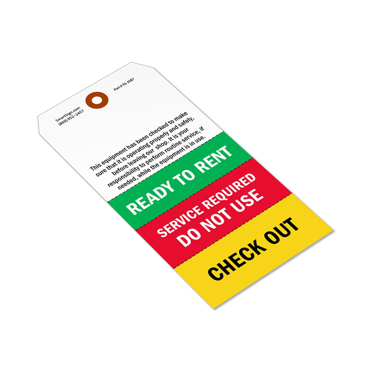 SmartSign "Ready to Rent" Two-Sided Tags with Tear-Off Stubs - Pack of 100 | 6.25" x 3.125" Polylith Plastic, 10 mil