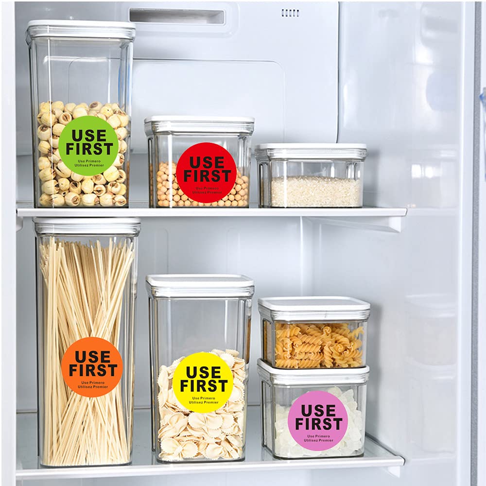 Orange Hcode 1.5 inch “Use First” inventory control label with permanent adhesive, designed for restaurant food labeling and color coding.