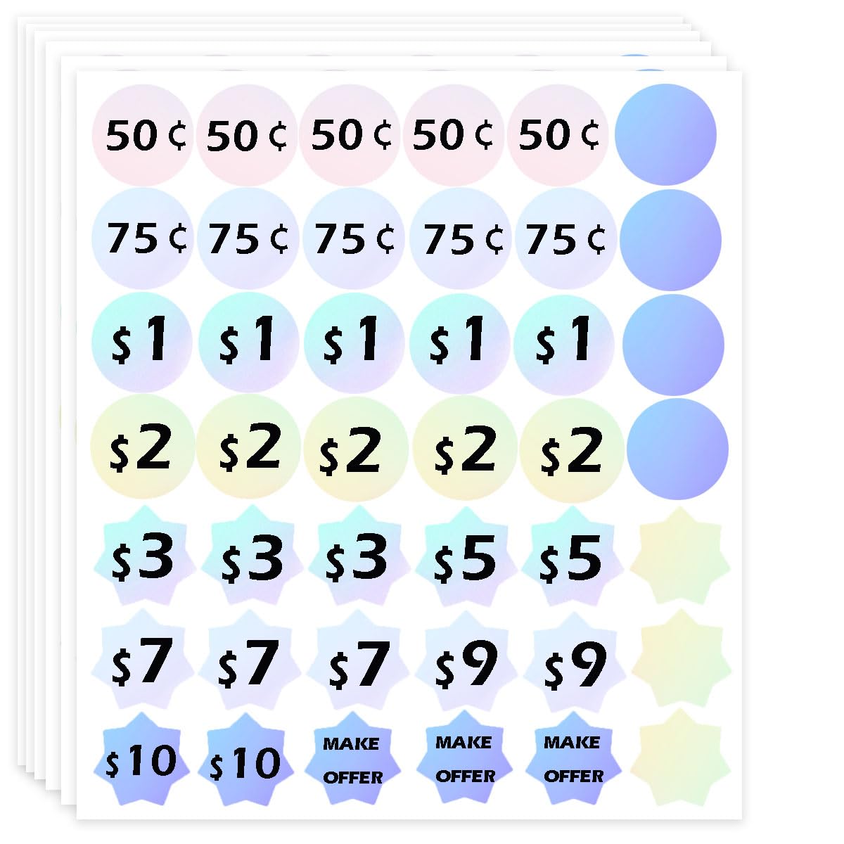 Garage Sale Stickers,3/4"" Small Yard Sale Stickers,1680 Pcs Garage Sale Price Stickers,Gradient Color Flea Market Pricing Stickers for Retail