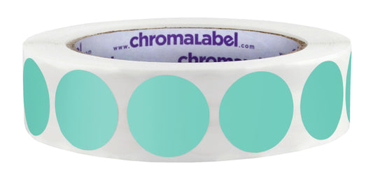 ChromaLabel 1 Inch Circle Sticker Labels, Easy to Write On Round Colored Stickers, Permanent Adhesive Labels - 1000 Colored Sticky Dots per Roll, Aqua Sticker Dots 1"