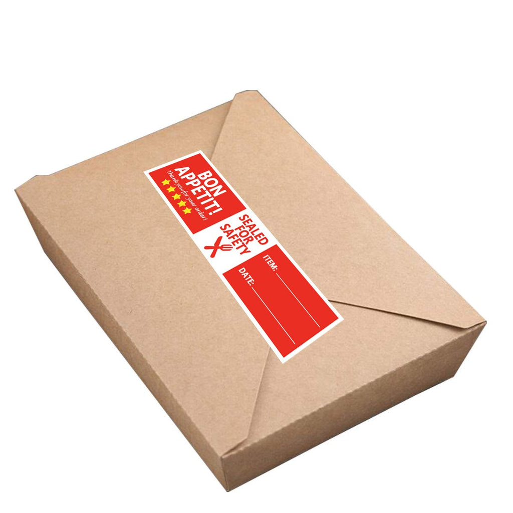 Top label Bon Appetit Food Delivery Sticker,Tamper Evident Labels,Food Safety Stickers for Freshness,4x1 Inch,500 Pcs