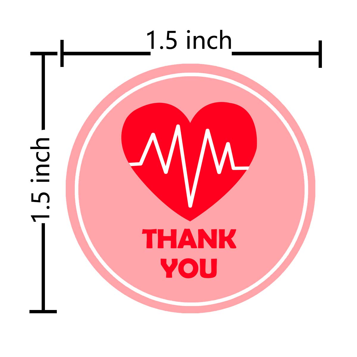 Healthcare Workers Thank You for All You Do Stickers,Red Heart Stickers for Healthcare Heroes,1.5 Inch Labels for Nures,Doctors.500 Pcs Per Roll.