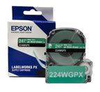 Epson LABELWORKS 224WGPX Label Tape - White on Green - 1" (24mm), 30ft