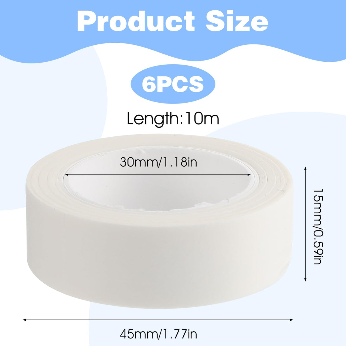 6 Rolls White Painters Tape, Masking Tape, White Washi Tapes Decorative Masking Tapes No Residue Easy Removal for Painting Wall Arts Scrapbooks DIY Crafts