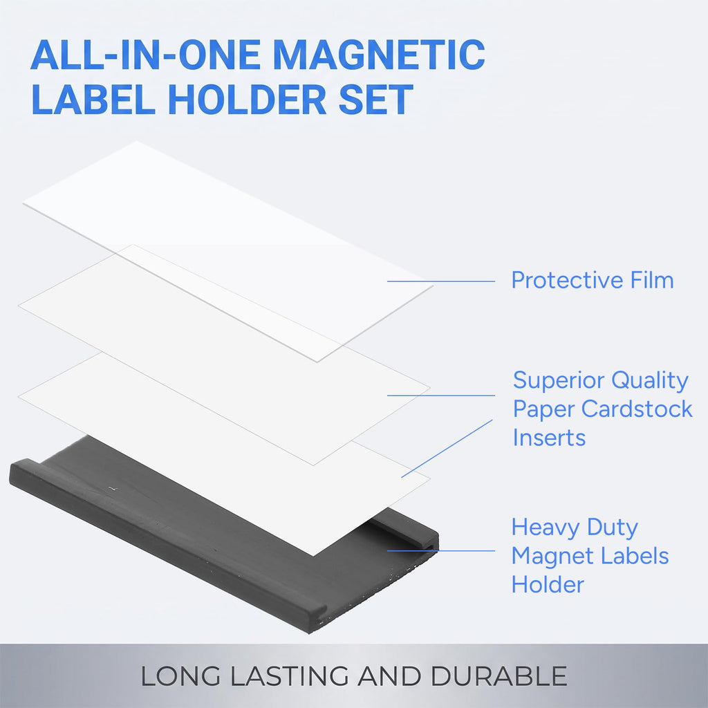 100 Pack Magnetic C Channel Label Holders for Metal Shelves