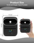 Phomemo M110 Label Maker Machine with Tape Thermal Label Printer Ebony Black 1 printer with 1 roll paper