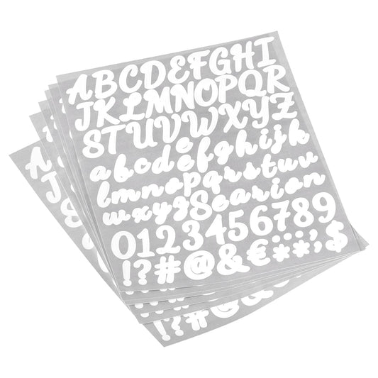 PATIKIL Letter Alphabet Number Stickers, White 1" Reflective Labels Self Adhesive Vinyl Sticker for Classroom Organization, Sign, Door, Address, 6 Sheets, 76 Count/Sheet